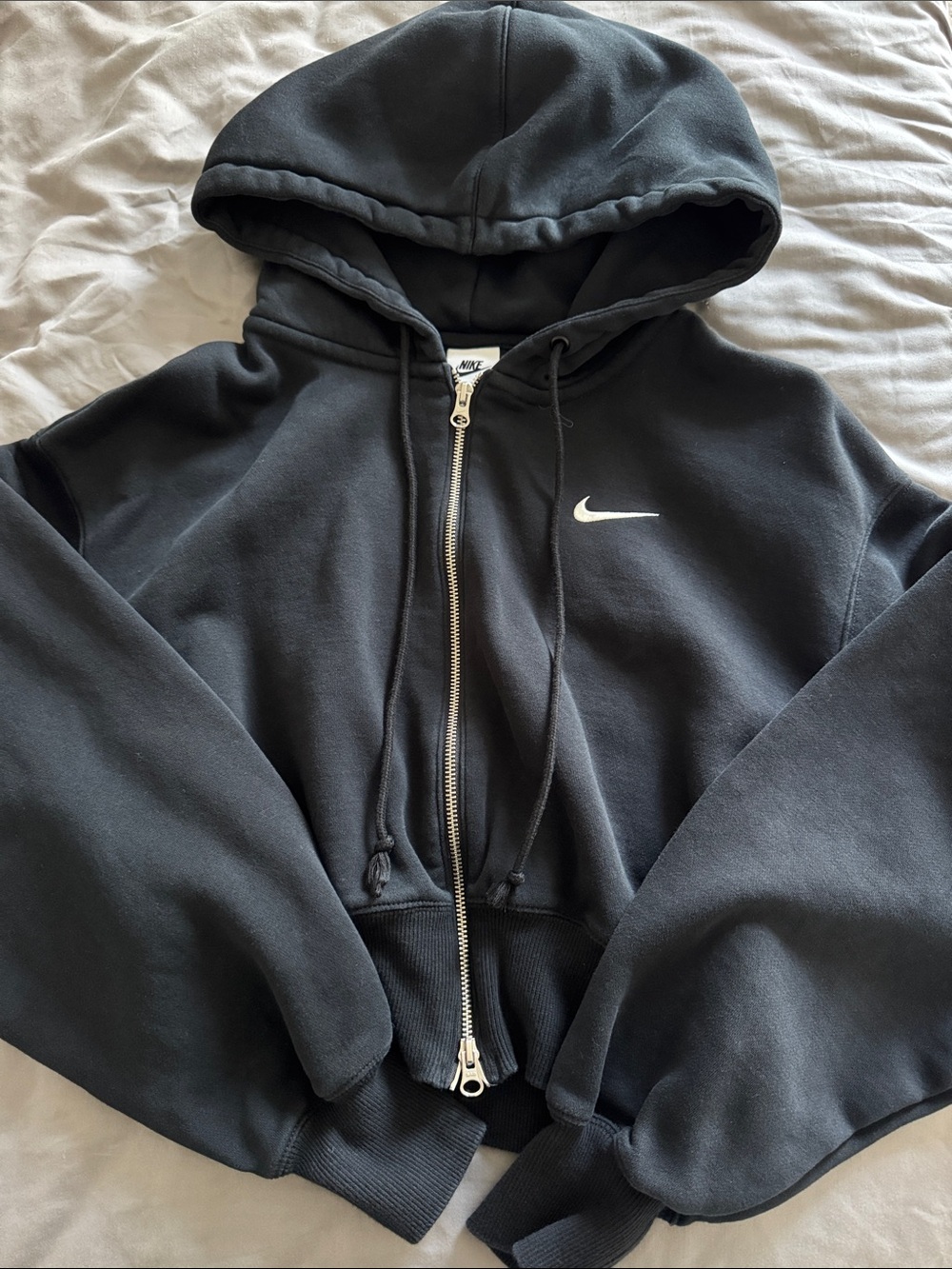 Nike Black Zip Hoodie with White Swoosh